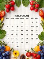 Illustration représentant un calendrier de fruits et légumes de saison